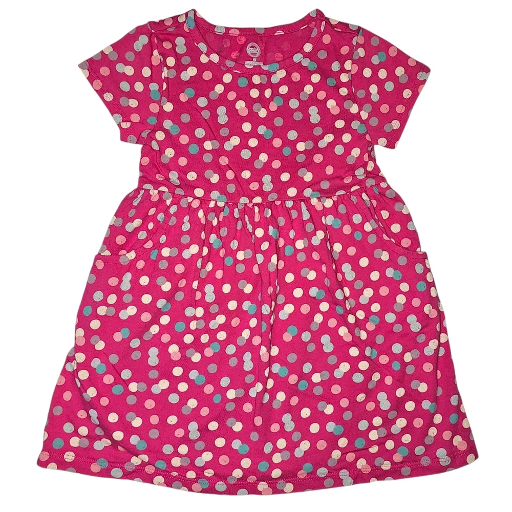 Wonder Nation Pink Polka Dot Dress Size 3T‎